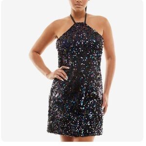 NWT Jolt Black Sequin Halter Dress size M
